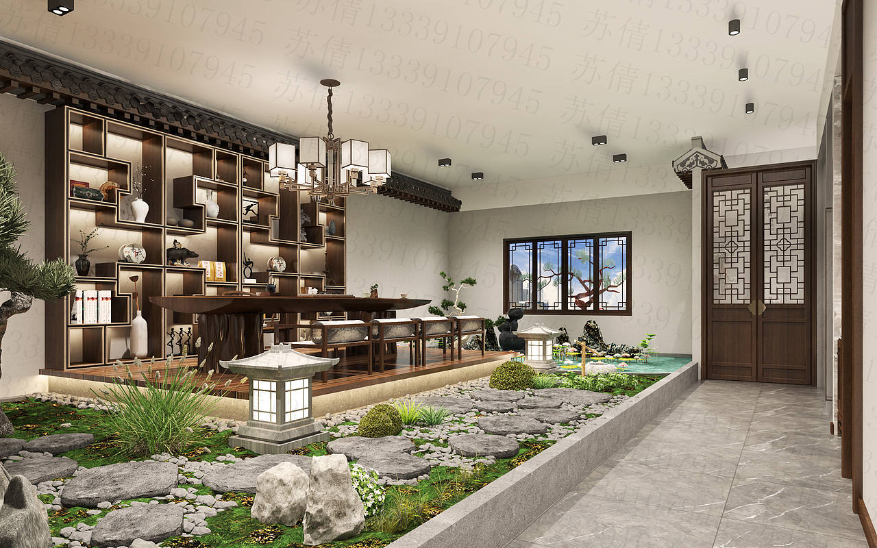 办公楼作品-董事长前台会议室休息区办公区接待区茶室（图ZMjI0NjM4MTA0） - 家装设计 - 站酷设计师苏倩13339107945原创素材 - 站酷ZCOOL