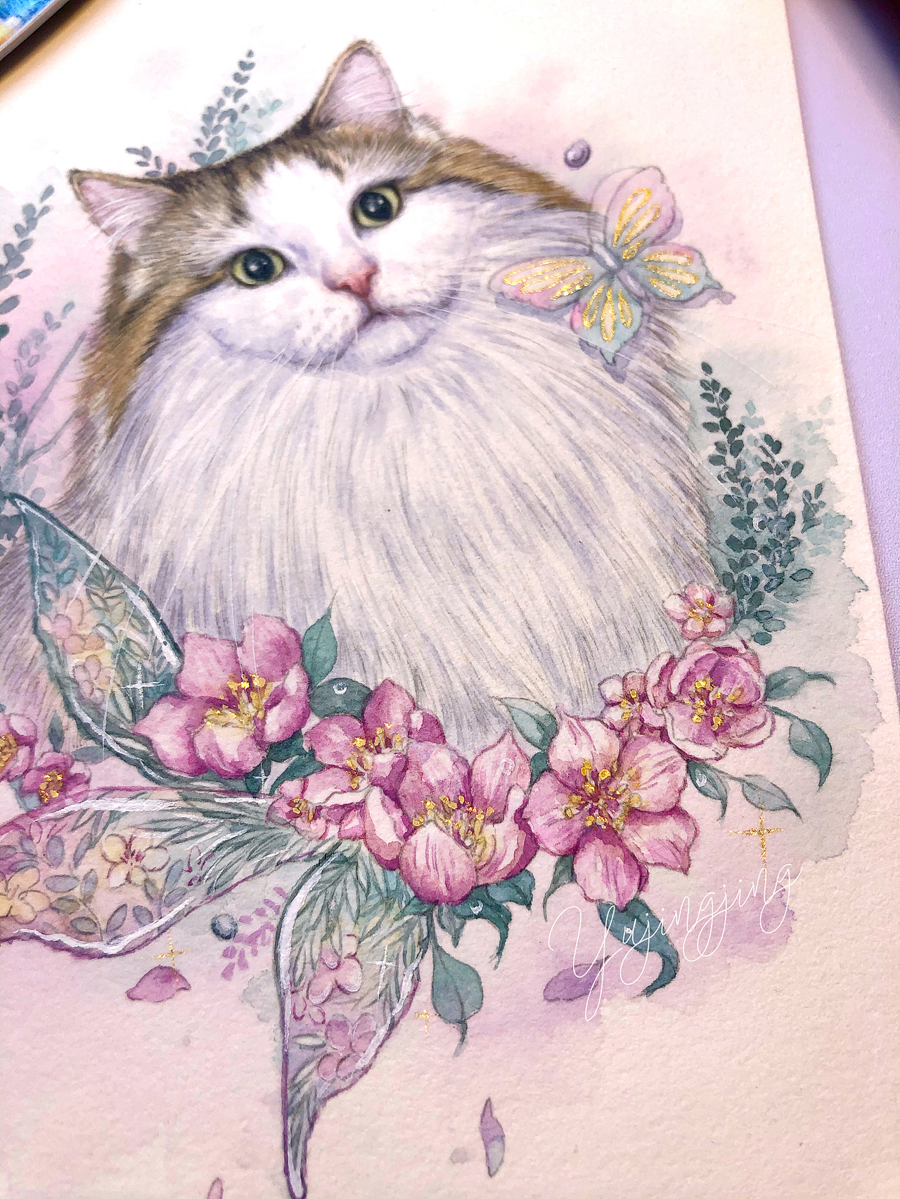 手绘喵星人挪威森林猫