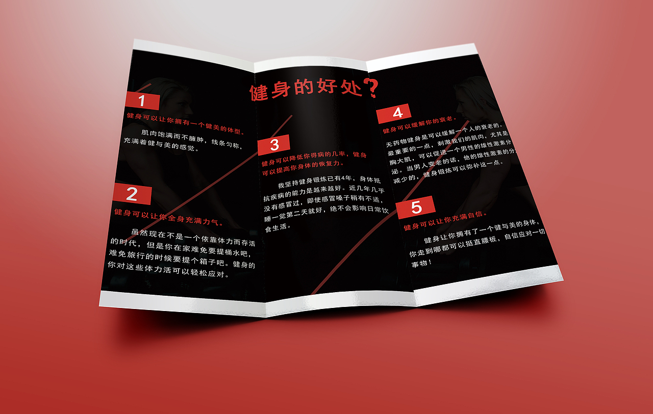 健身三折页/健身宣传页/荷包折/426*291mm