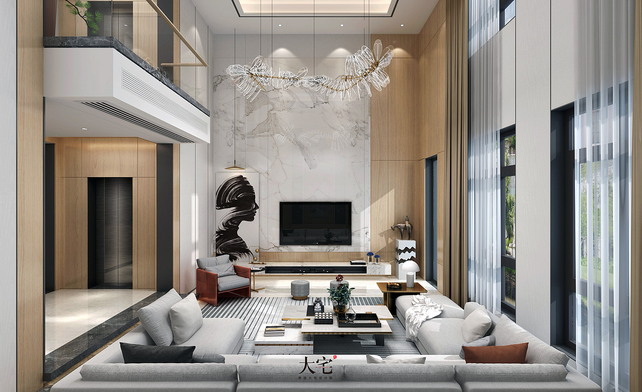 美迪大宅设计院丨长沙别墅-龙湖-现代中式（图ZMjgwMzk4ODAw） - 家装设计 - 站酷设计师美迪大宅设计院原创素材 - 站酷ZCOOL