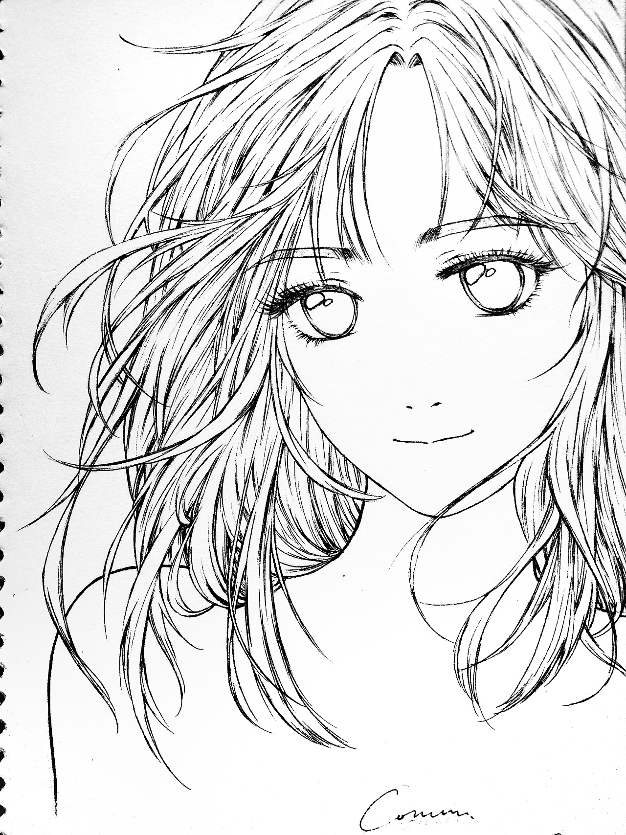 举报7分享原创作品动漫单幅漫画装饰画黑白装饰画头像钢笔画春日来信