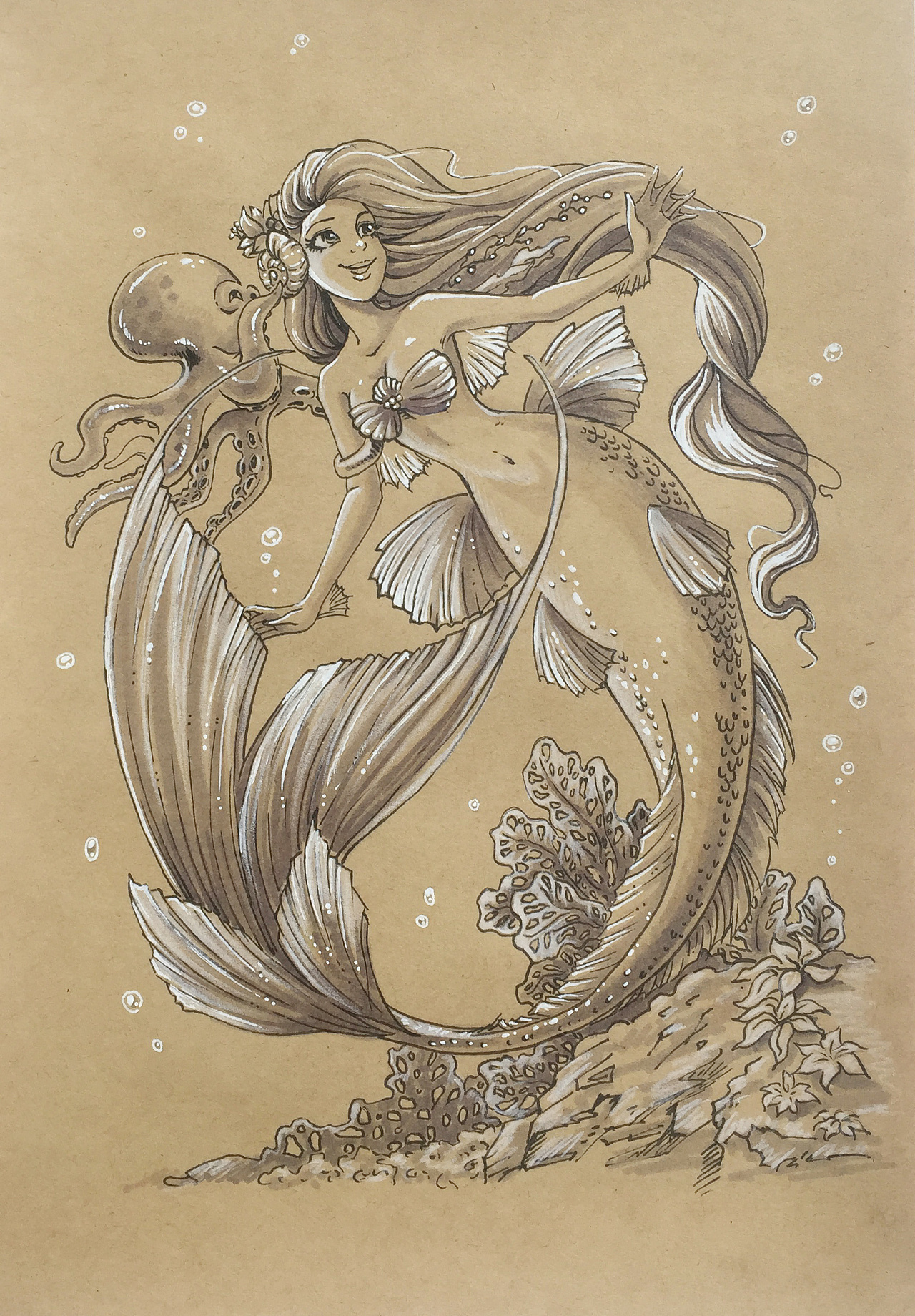 手绘美人鱼和奇妙仙子小叮当