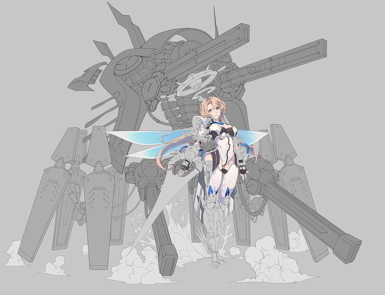 二次元立绘《机械少女》附过程（图ZMTk3OTQxODgw） - 商业插画 - 站酷设计师少侠一炷香ol原创素材 - 站酷ZCOOL