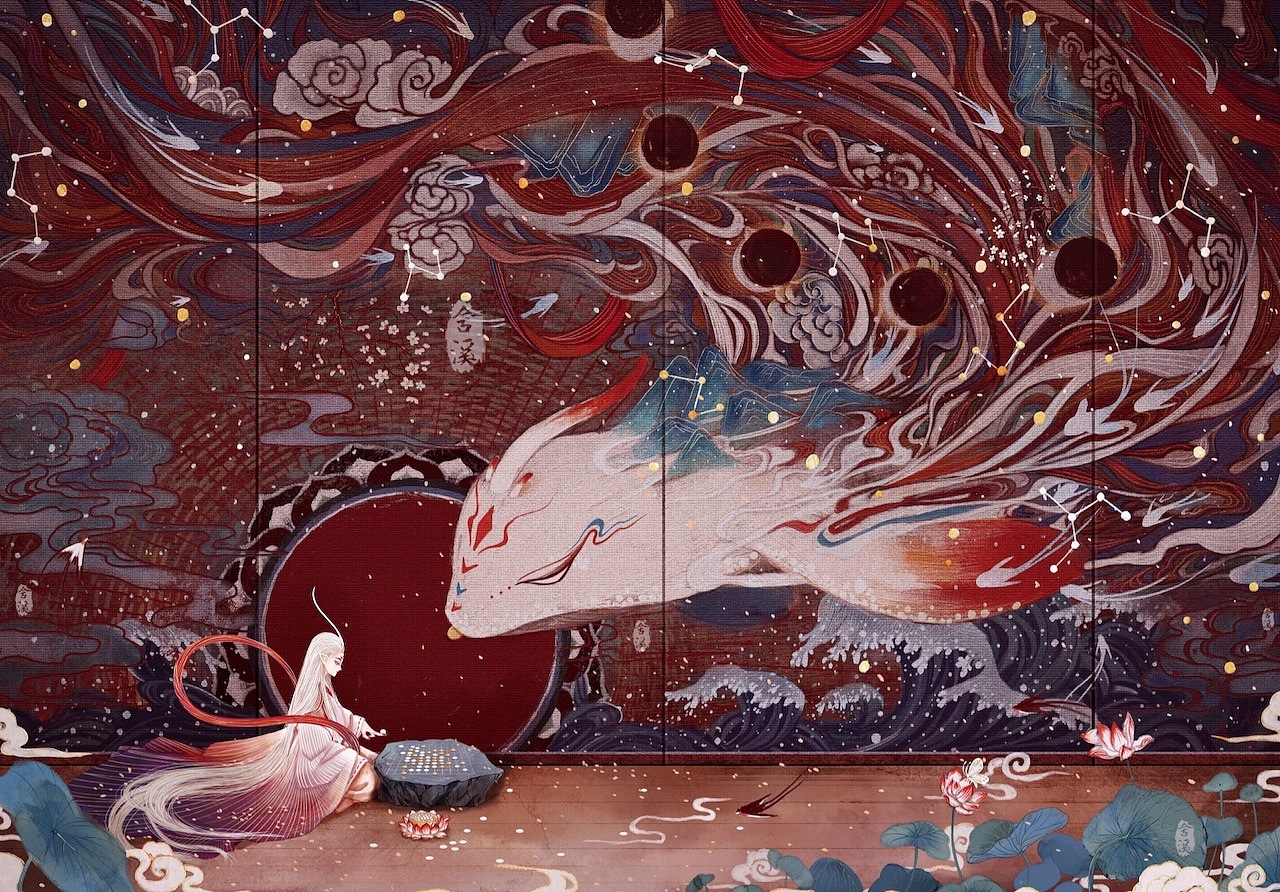 满载星河与君弈古风插画
