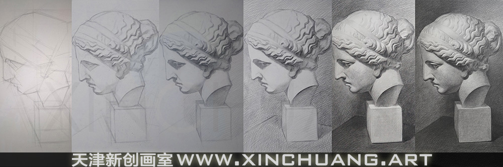 维纳斯石膏像素描侧面图片