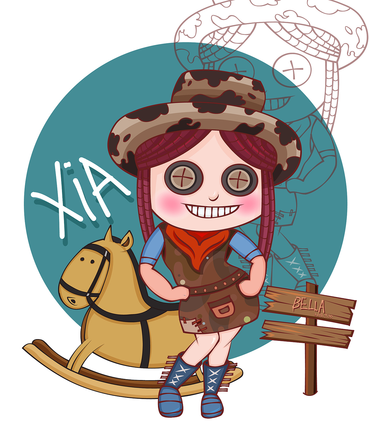 牛仔女孩（圖ZMTU0NzAyNTI0） - 創(chuàng)作習(xí)作 - 站酷設(shè)計(jì)師紫冰晶夏夏原創(chuàng)素材 - 站酷ZCOOL