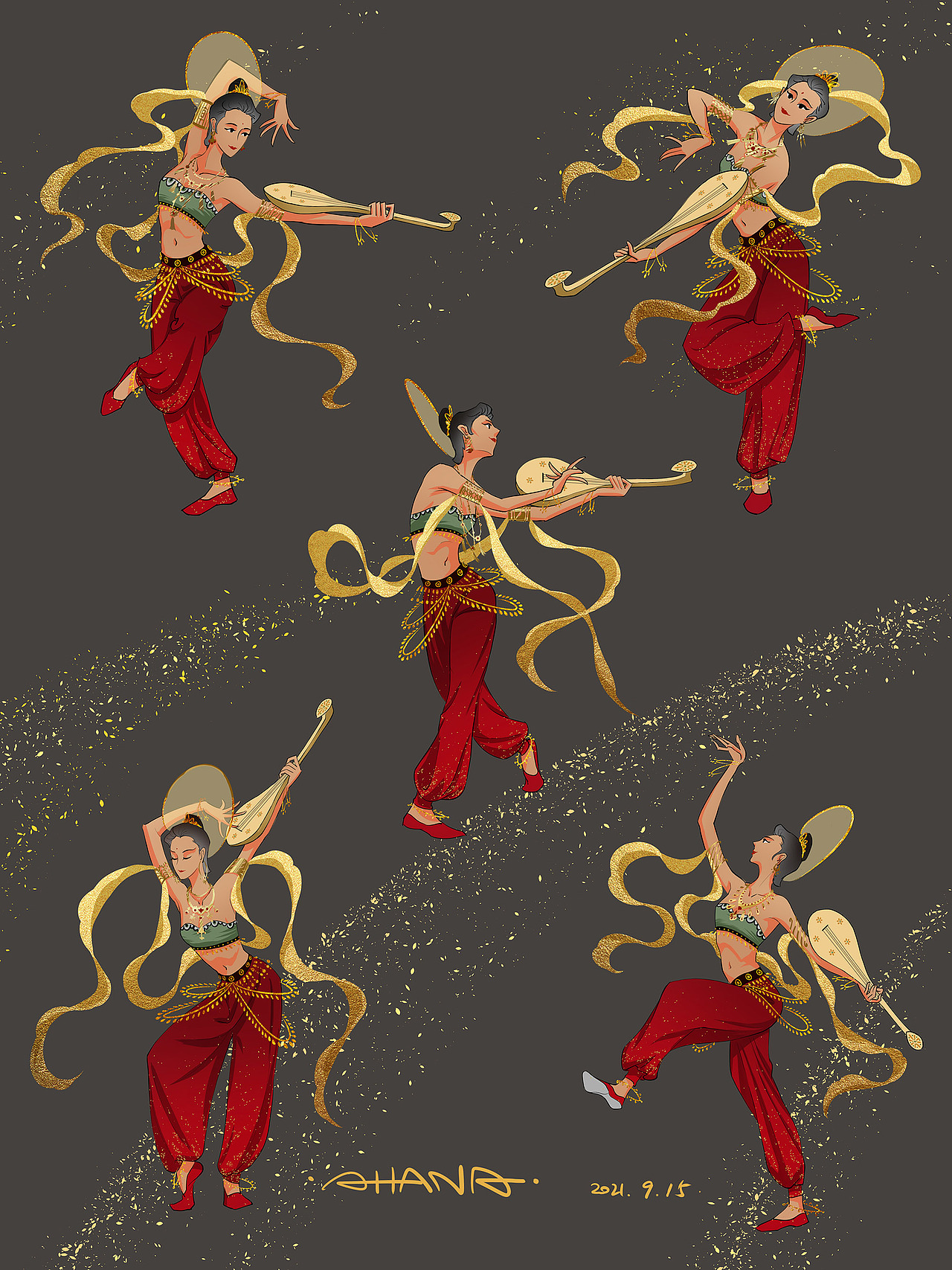 敦煌舞蹈《反弹琵琶》（图ZMjcxMDQzNTM2） - 创作习作 - 站酷设计师烟花乱原创素材 - 站酷ZCOOL