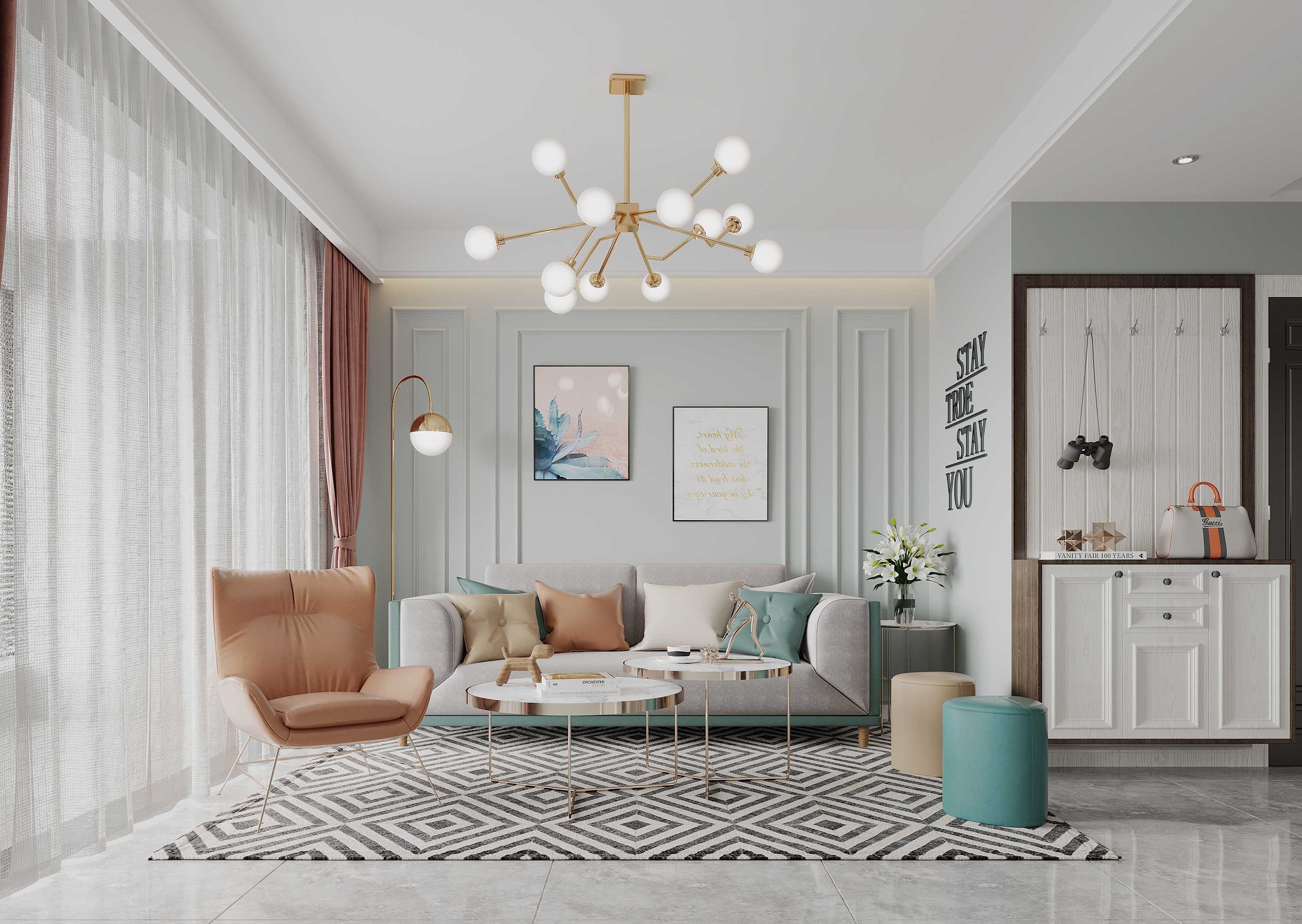 北欧风格客餐厅|空间|家装设计|1992效果图小可 - 原创作品 - 站酷