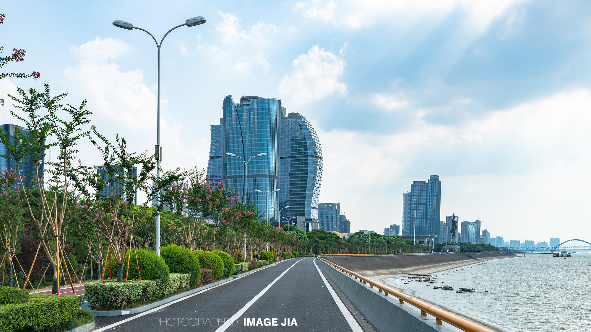 杭州奥体中心 钱塘江 滨江星光大道 风光摄影