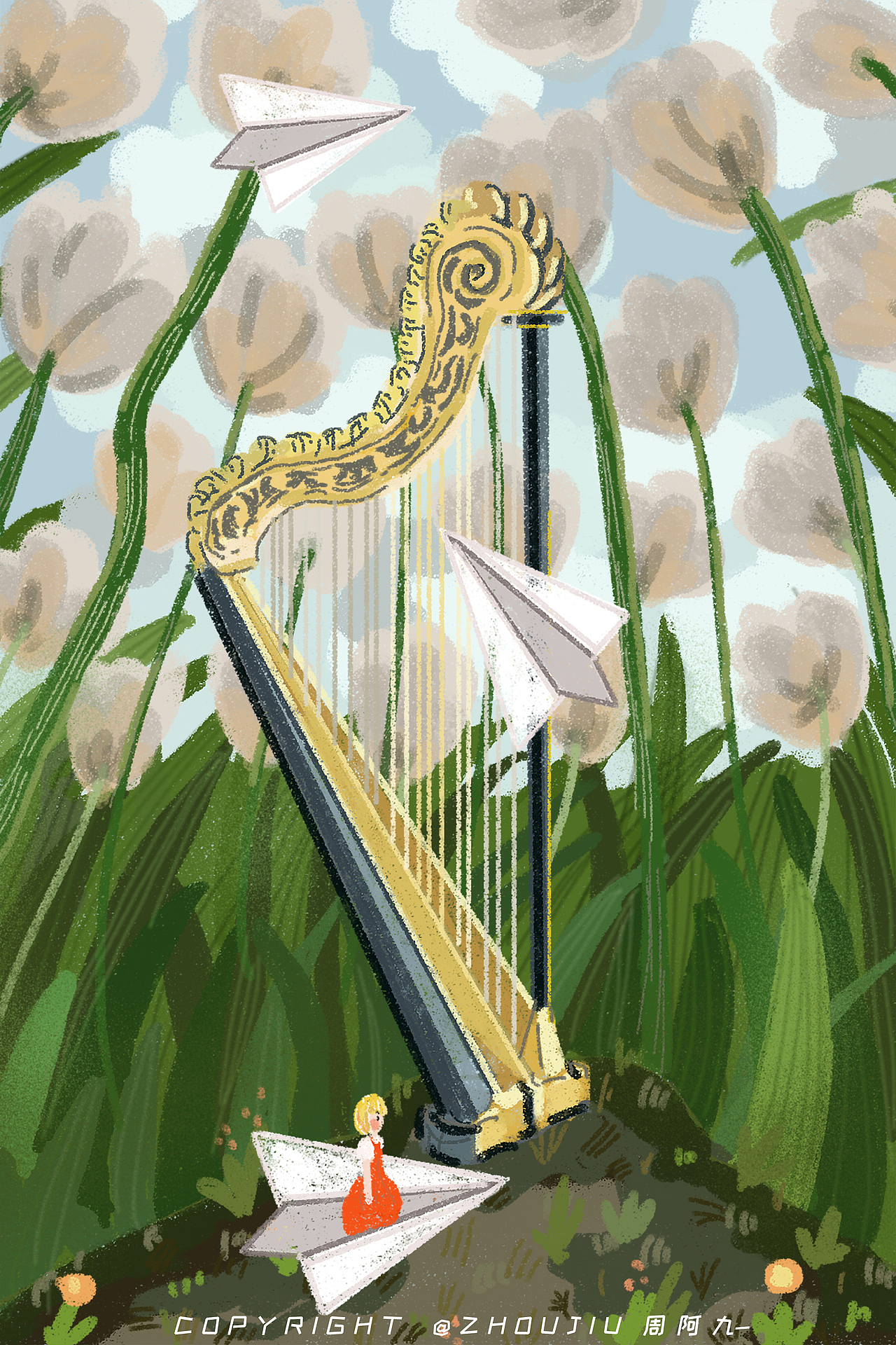 儿童插画-星星女孩