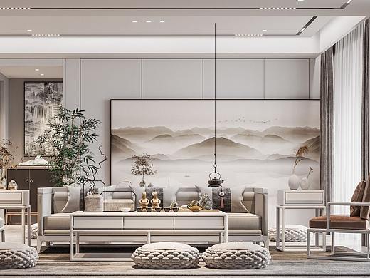 新中式客厅餐厅茶室