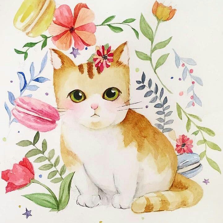 #猫咪字画#平面插画设计