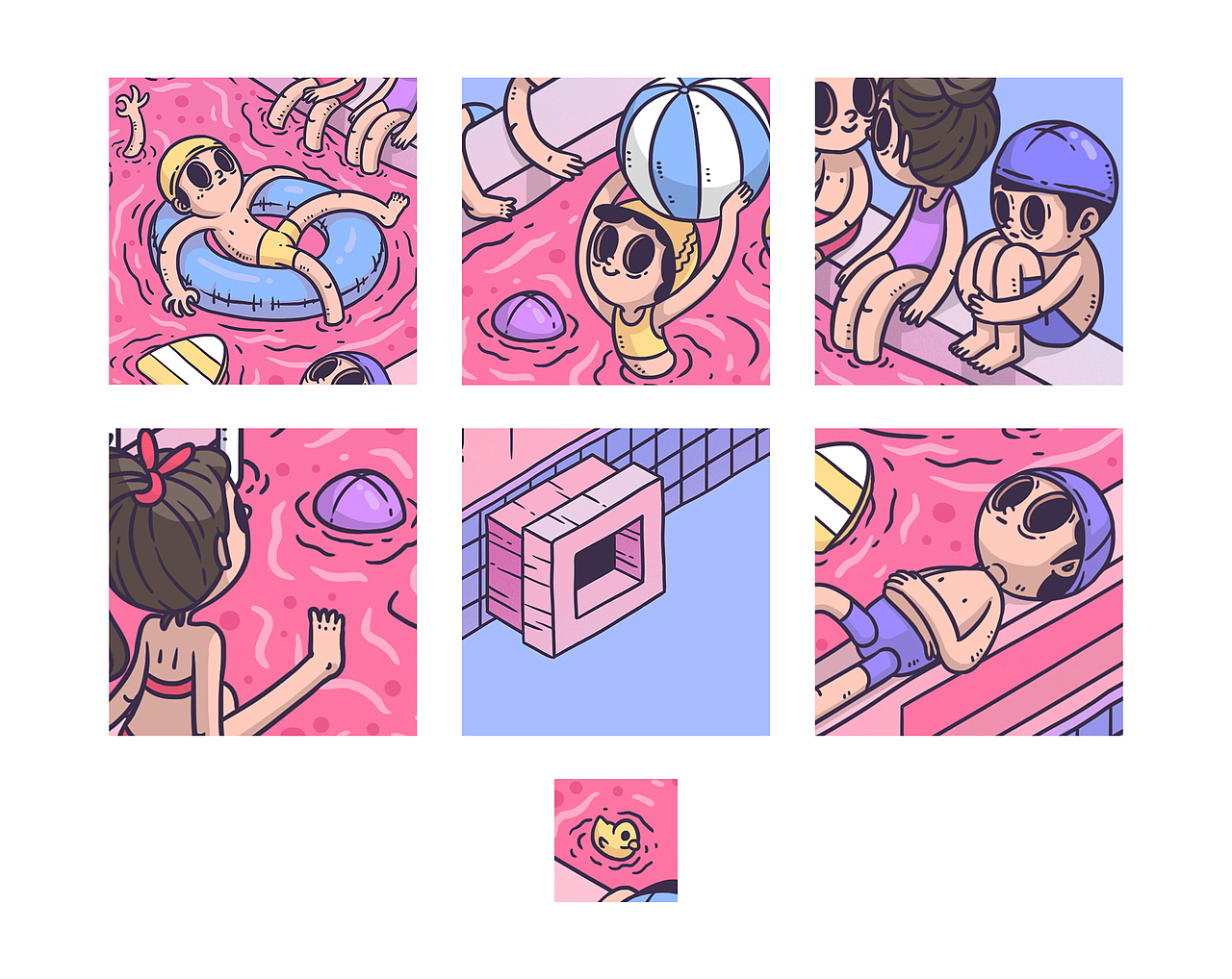 The Swimming Pool（图ZOTIzNjE4NjQ=） - 新锐潮流插画 - 站酷设计师叶贝拉原创素材 - 站酷ZCOOL