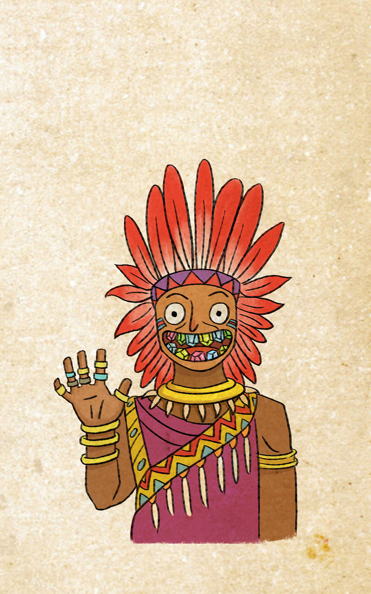 印第安酋长牙齿镶钻石