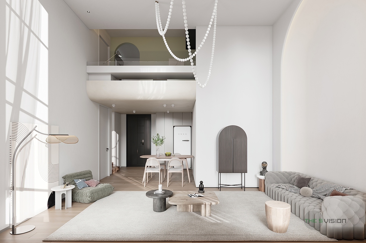 白色 现代挑空公寓