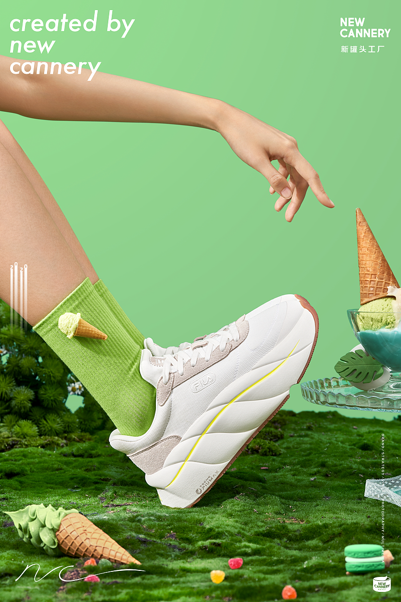 创意视觉『 FILA｜GELATO雪糕鞋 』✖ 新罐头（图ZMjQwMjE4MzIw） - 产品摄影 - 站酷设计师新罐头视觉策略原创素材 - 站酷ZCOOL