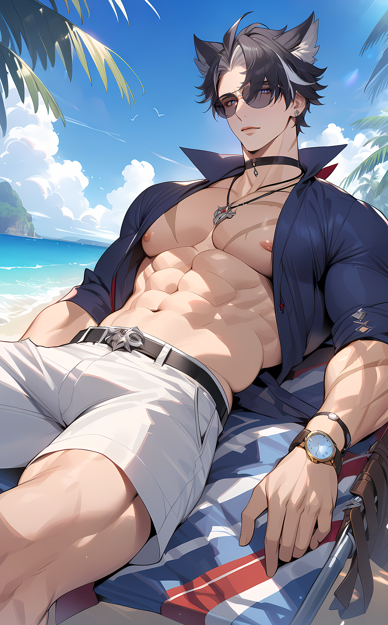 【同人图】莱欧斯利-002-海边（图ZMzc3MDIwMDQ0） - AI作品 - 站酷设计师Hakkal321原创素材 - 站酷ZCOOL