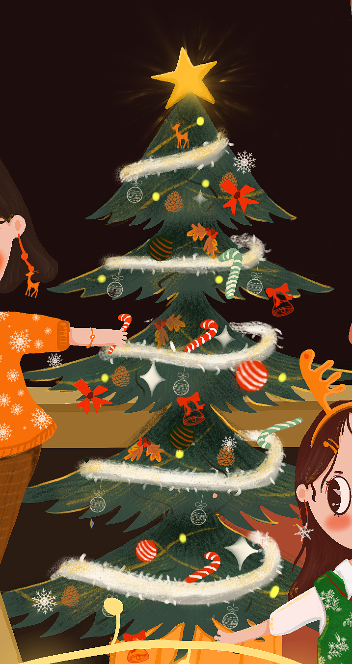 圣诞节插画|闺蜜小聚会