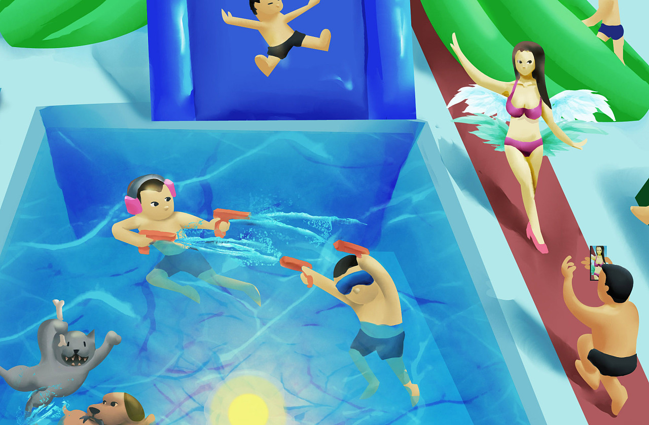 夏天的泳池幻想