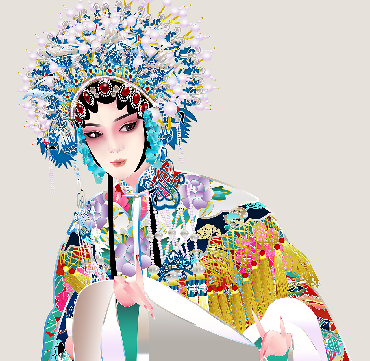 戏曲人物京剧《贵妃醉酒》矢量插画插图戏曲京剧人物