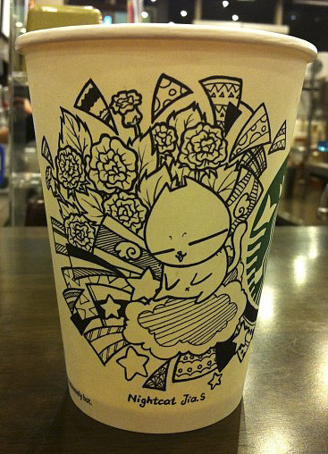 nightcat系列---星巴克杯画艺术