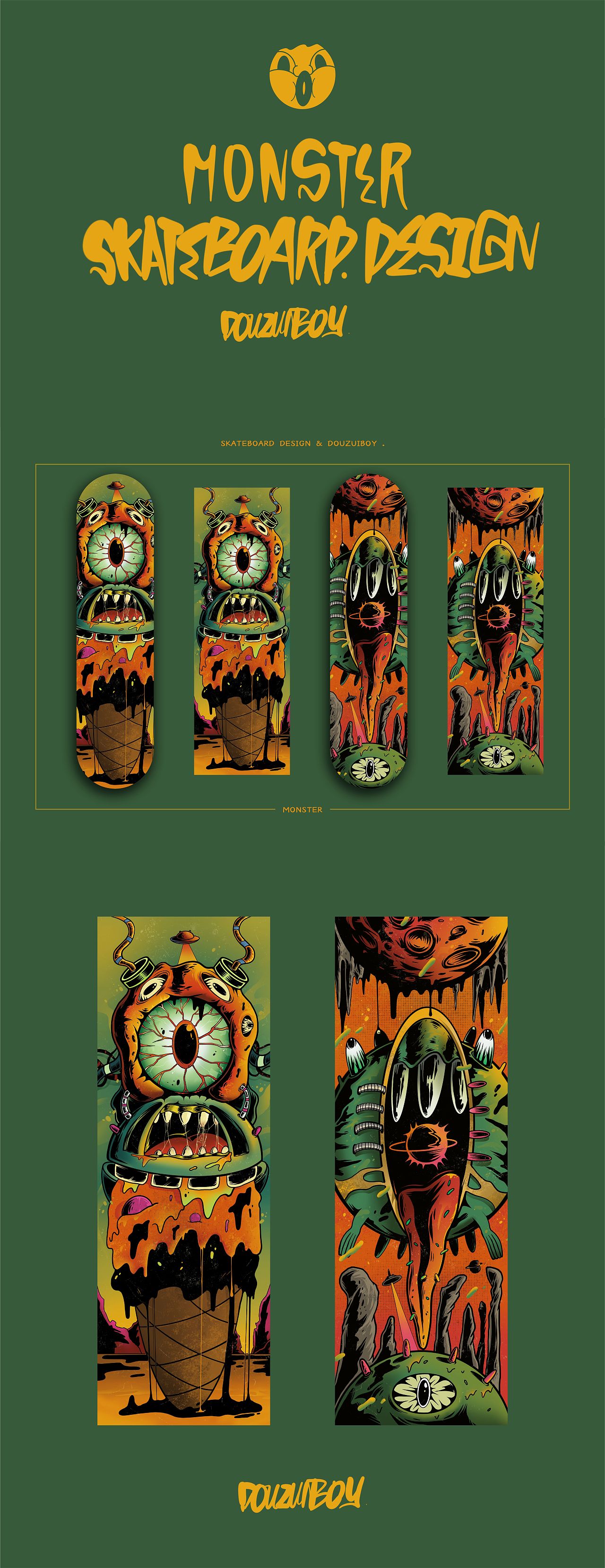 Monster主题滑板板面设计