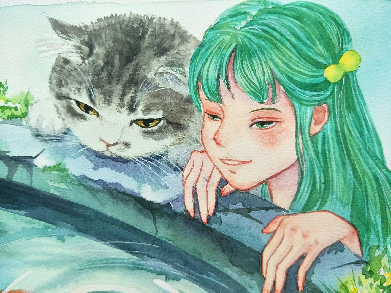 女孩与猫手绘插画插画图片下载-正版图片400076927-摄图网