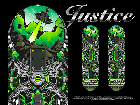 合作沸点JUSTICE滑板插画设计