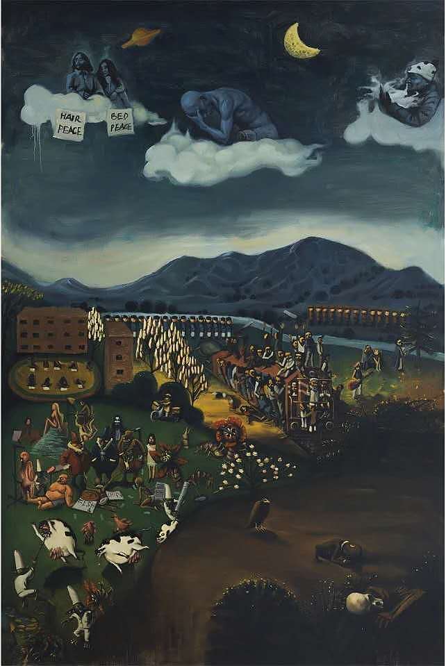 《人间炼狱--开往马孔多的火车》 作品类型:油画 br>作者:杨若菡 br>