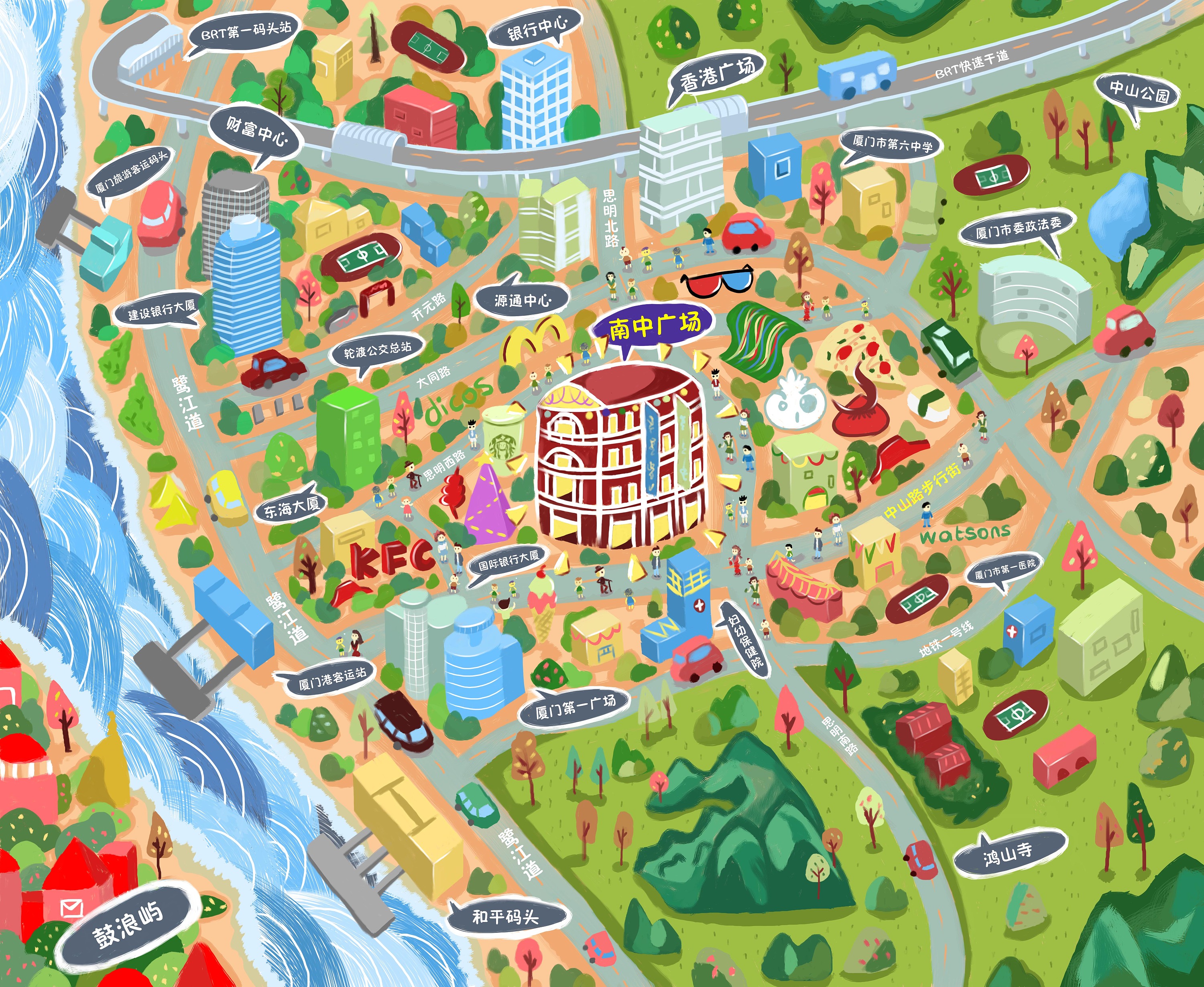 厦门南中广场|插画|商业插画|myroncoolguy - 原创作品 - 站酷 (zcool