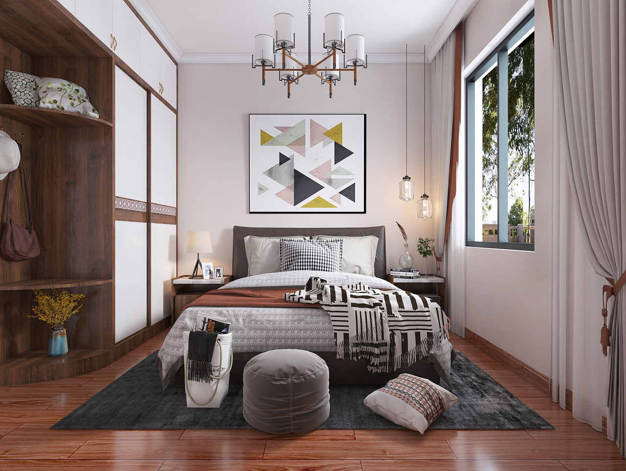 北欧风格卧室效果图_合肥绚丽效果图-专业高效的效果图制作公司