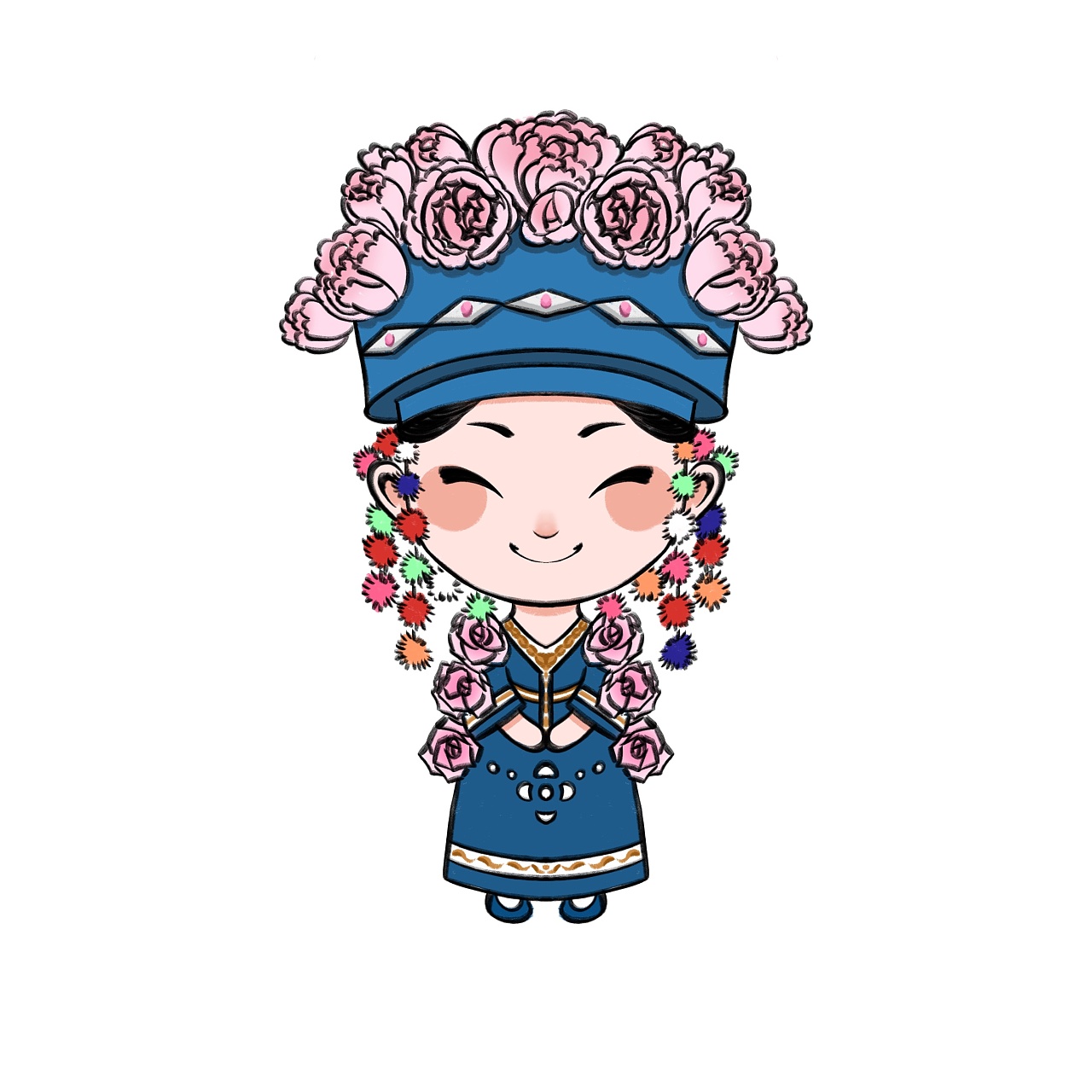 学期里时候完成作业的一些小插画,主要是突出少数民族服饰特色