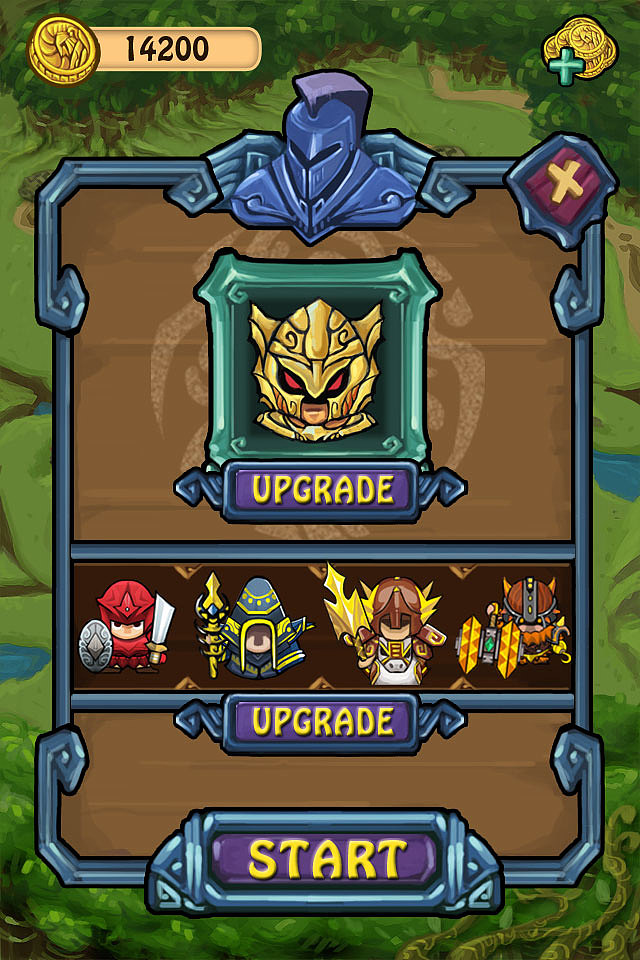 点击关卡后,弹出的英雄选择和士兵选择的画面.