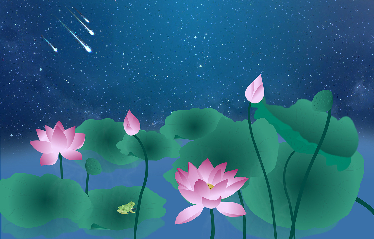 梦中的荷花（图ZMTg5ODYwMTg0） - 艺术插画 - 站酷设计师文浅原创素材 - 站酷ZCOOL