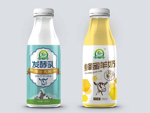 两款羊奶包装——瓶贴腰封