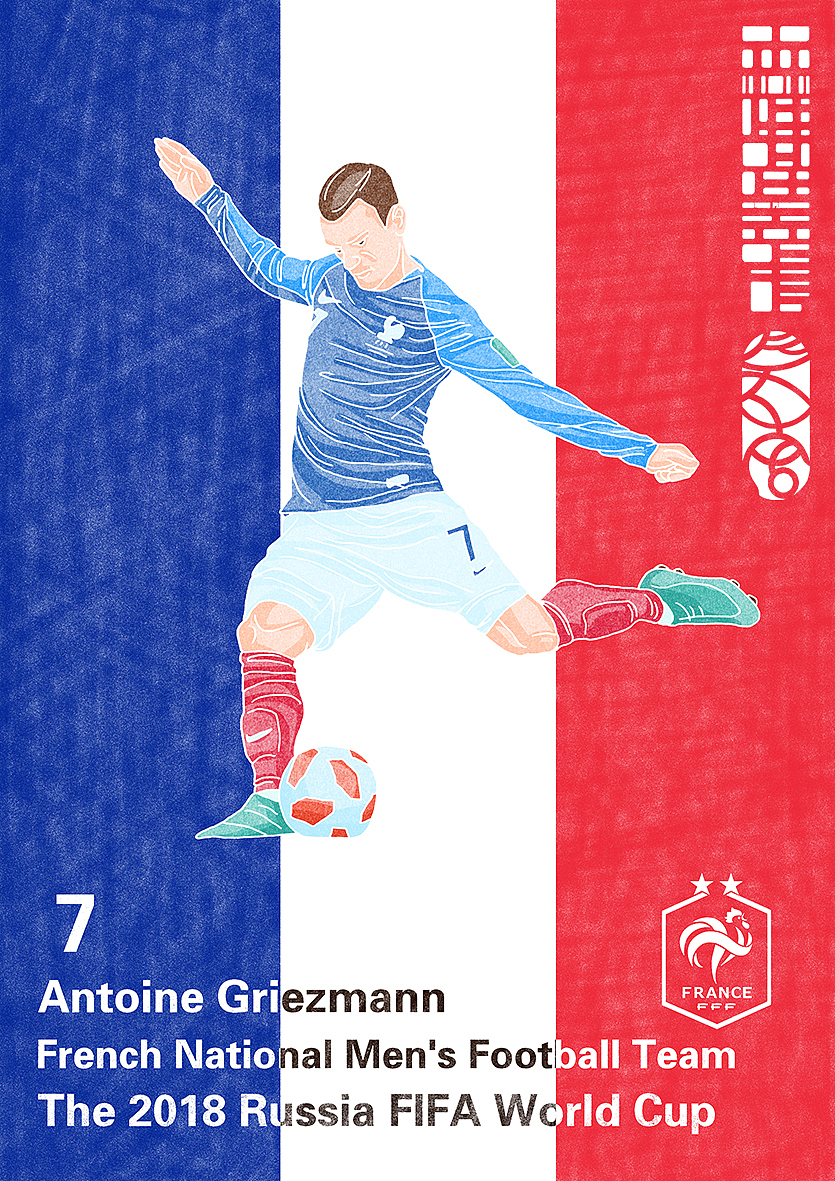 2018年世界杯绘画系列（最终章）——冠军法国加冕两星（图ZMTIxODY2MTU2） - 商业插画 - 站酷设计师森特笑虎原创素材 - 站酷ZCOOL