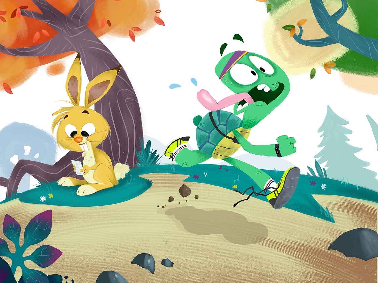 龟兔赛跑|插画|儿童插画|墨墨katrina_临摹作品-站酷zcool