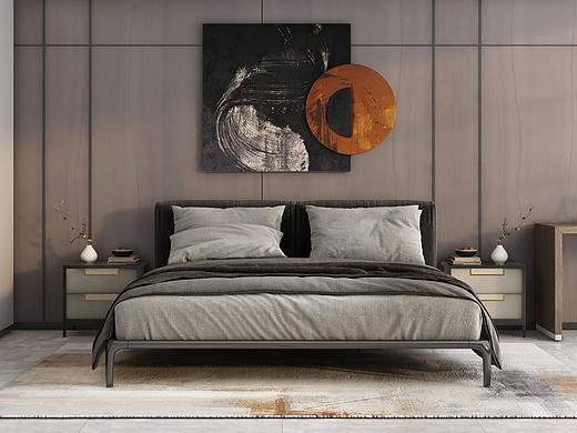 电商 床 3D图