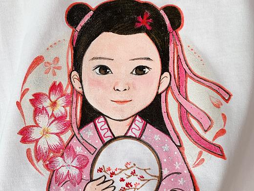 手绘T恤作品《汉服萌宝》