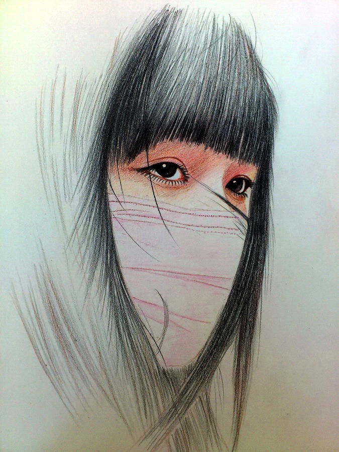 彩色铅笔 少女的眼睛