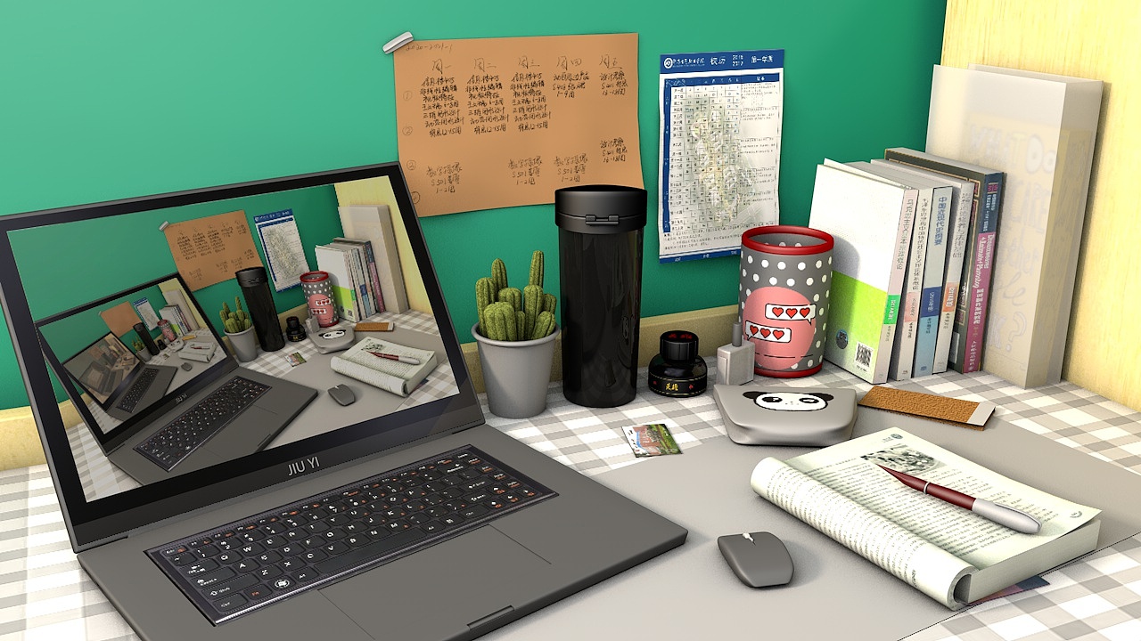 C4D 场景建模 书桌一角（图ZMjMyMzg1Mjc2） - 场景 - 站酷设计师汣哥原创素材 - 站酷ZCOOL