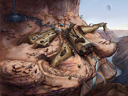 游戏场景气氛图和规划图