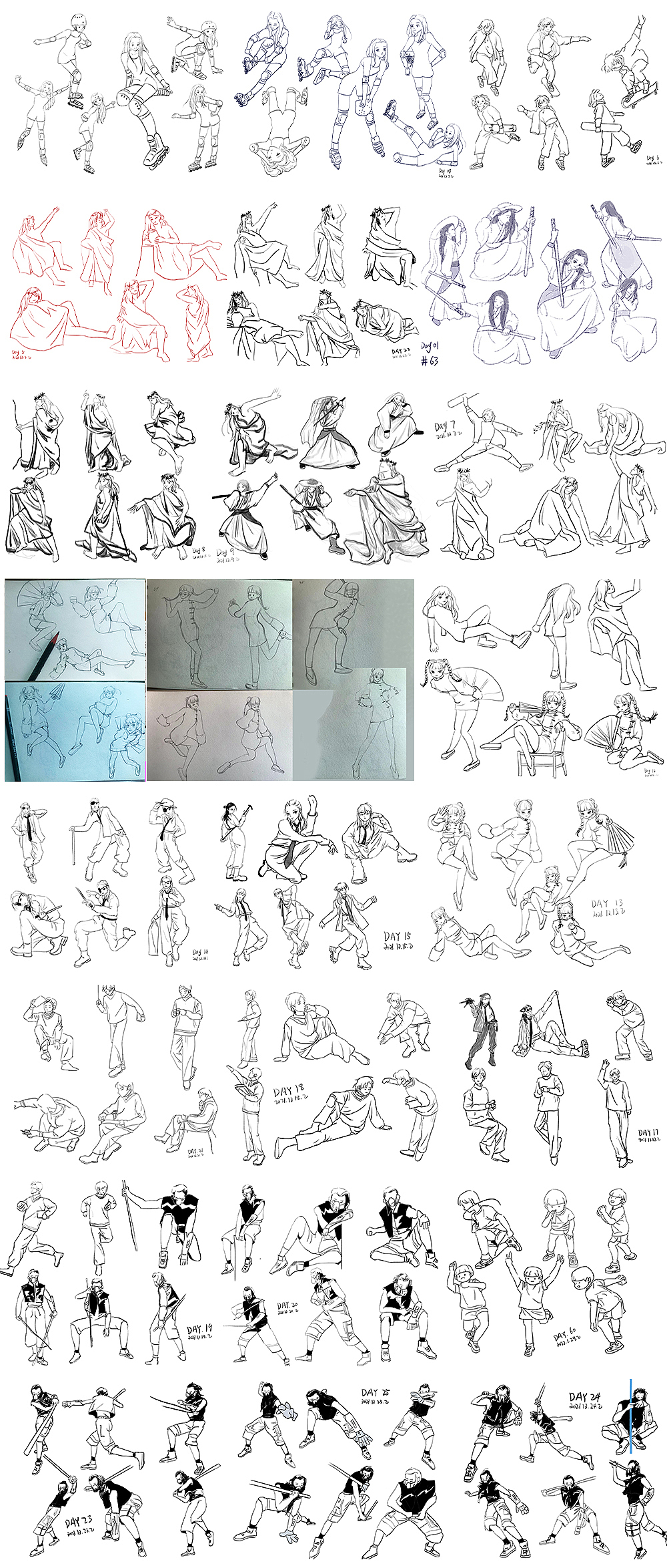 #速写60天挑战赛# 挑战成功，发个大合照（图ZMjg2Mzk0NTA0） - 创作习作 - 站酷设计师花孩纸原创素材 - 站酷ZCOOL