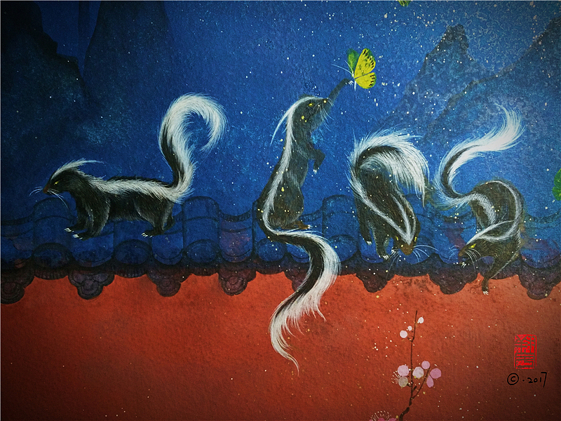 【縛海集—竄天猴—紋鼬—赤蛟】—附過程——翔魚（图ZODQxNjE3NjA=） - 绘画 - 站酷设计师翔魚原创素材 - 站酷ZCOOL