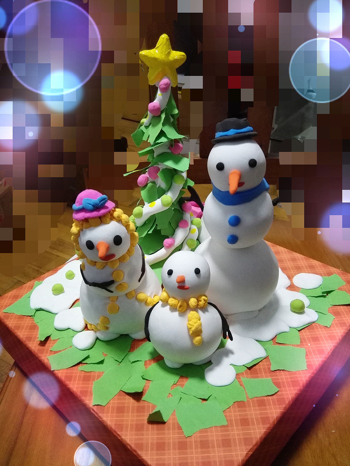 带娃一起玩手工-----雪人一家过圣诞作品组（图ZMzkxNjA1ODQ=） - 其他手工艺 - 站酷设计师hongse_123原创素材 - 站酷ZCOOL