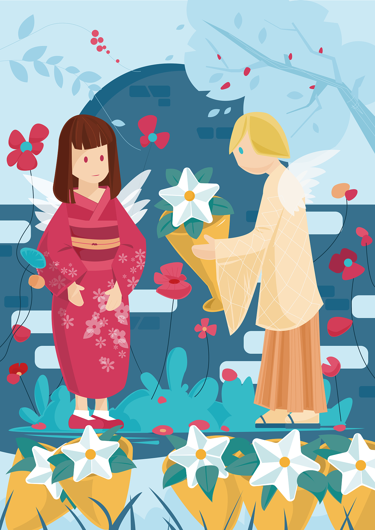 塔罗牌:圣杯六插画