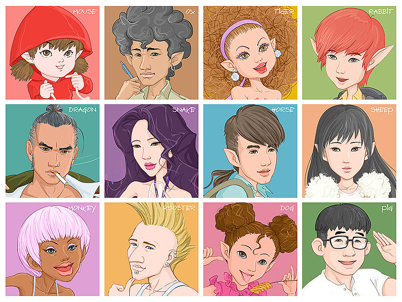 十二生肖－人物形象设计（图ZMjAyODIxNjg=） - 概念设定 - 站酷设计师Ryan.Chen原创素材 - 站酷ZCOOL