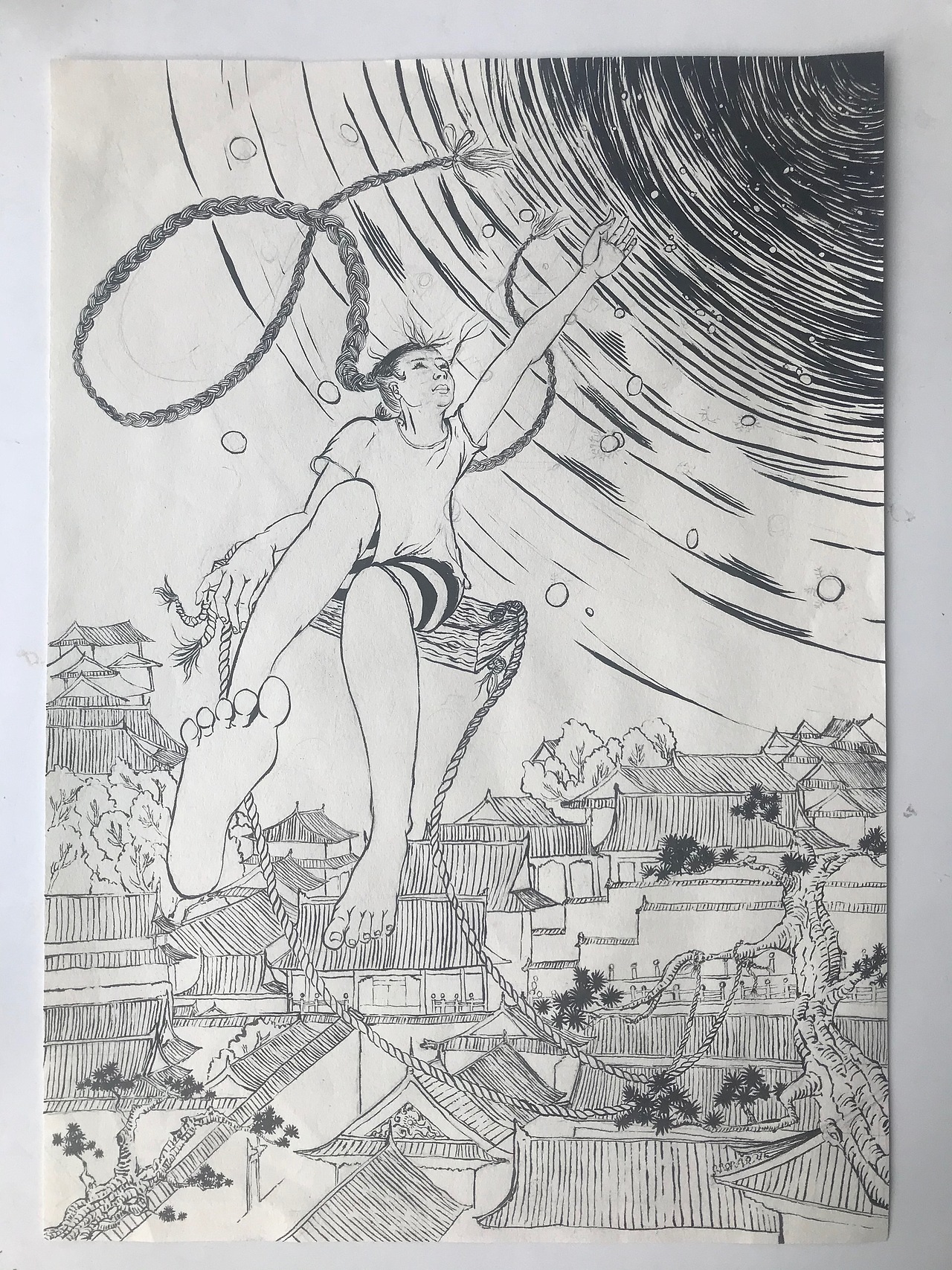 秋千荡到最高点