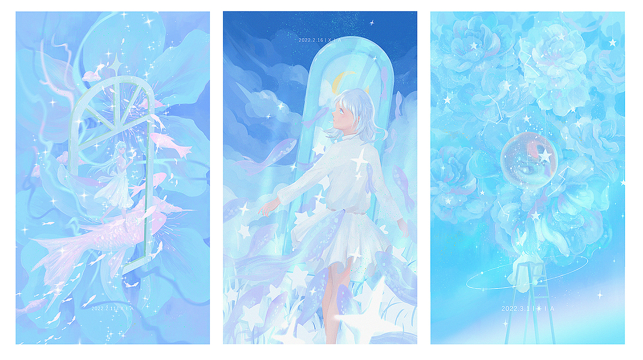 把蓝色藏入梦里（图ZMjk2MjQ2Mzc2） - 商业插画 - 站酷设计师遐屿璐原创素材 - 站酷ZCOOL