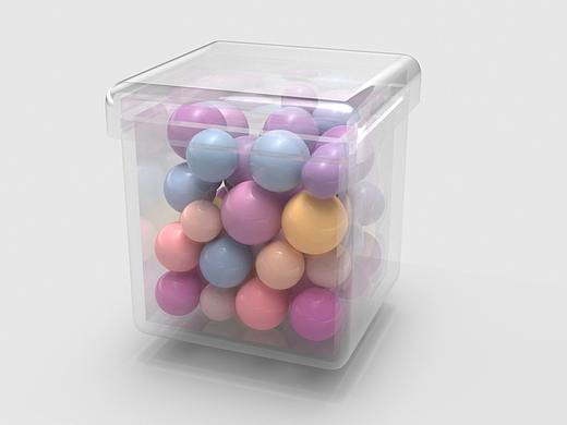 c4d透明盒子彩色小球
